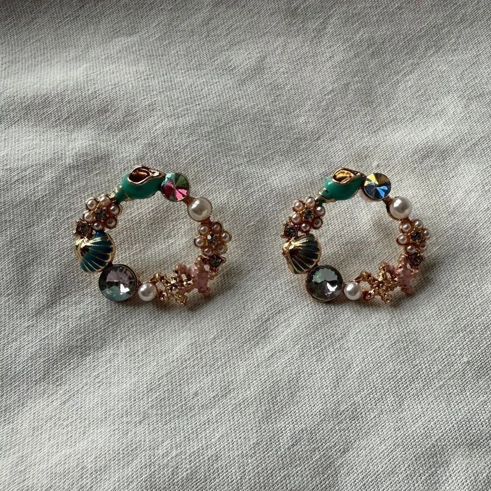 Glam Bedazzled Ocean Themed Coquette Girl Earrings